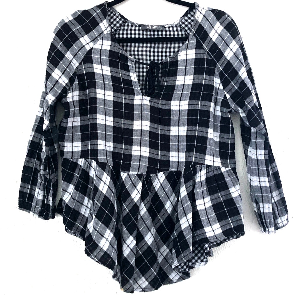 Black And White Flannel Top